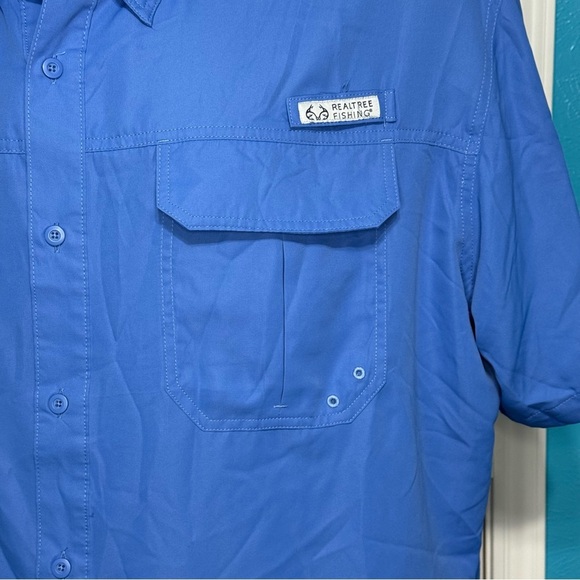Realtree Blue Yonder Mens Vented Short Sleeve Fishing Guide Shirt 3XL UPF 40+ 3X - Picture 12 of 16